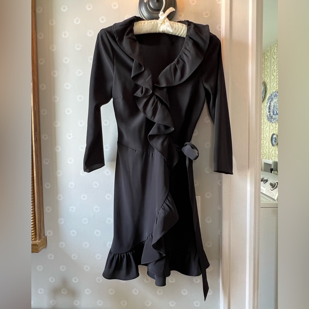Ruffle and bow Black Mini Dress